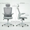 thumbnail image 3 of HOMCOM Ergonomic Office Chair, Desk Chair with Adjustable Headrest, Grey, 3 of 10