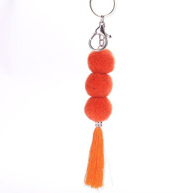 Pom Pom Keychain Handmade Bohemian Pompom Tassel Charm Handbag Charm for Women