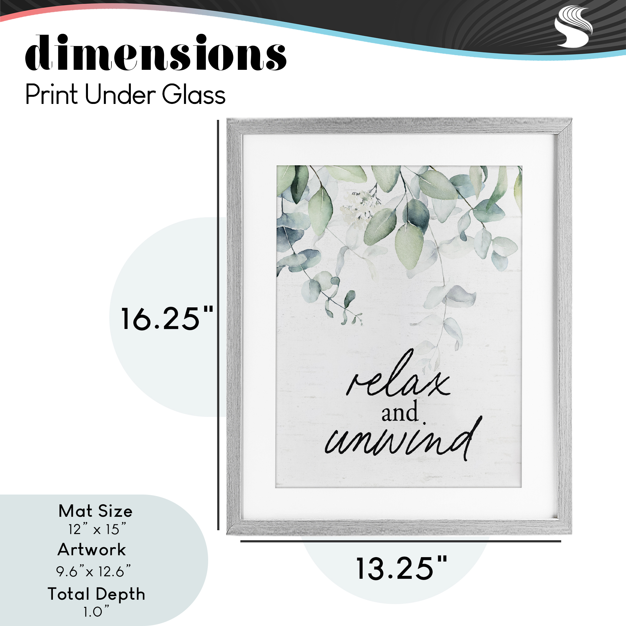 Relax And Unwind Herb Leaves Gray Framed Print Under Glass, design by Lettered and Lined