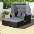 thumbnail image 4 of Costway Patio Rattan Daybed Lounge Retractable Top Canopy Side Tables Cushions Grey, 4 of 9
