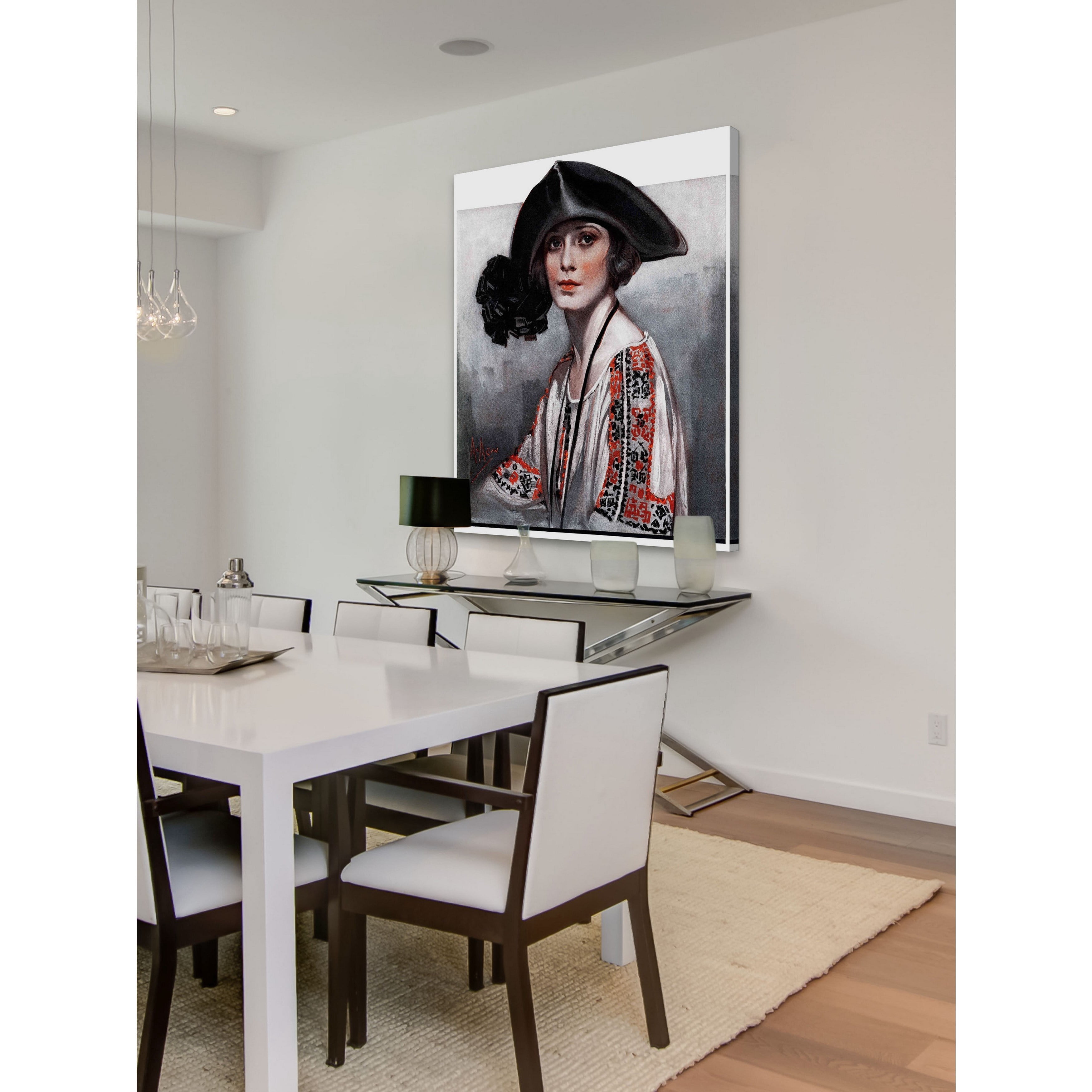 "Woman in Embroidered Blouse" Painting Print on Wrapped Canvas