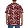 thumbnail image 3 of Gukieu Red Floral Print Men's Short-sleeved Shirts, Button-down Pocket Shirts, T-shirts, Beach Vacation Travel Summer Clothing-3X-Large, 3 of 5