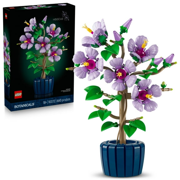 LEGO Botanicals Hibiscus Flower Building Set - Artificial Plant & Flower Building Blocks for Women & Men, Ages 18  - Home, Office Decor Gift Idea - 10372