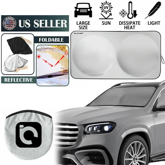 KANCOKIT Car Windshield Sunshade, Foldable Windshield Sun Shade Visor UV Block, Universal for Trucks SUVs Vans (59"x33")