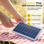 Portable USB Solar Panel, 5V 2W High Efficiency Monocrystalline Charger for Phone Fan Lantern, Camping Hiking Travel