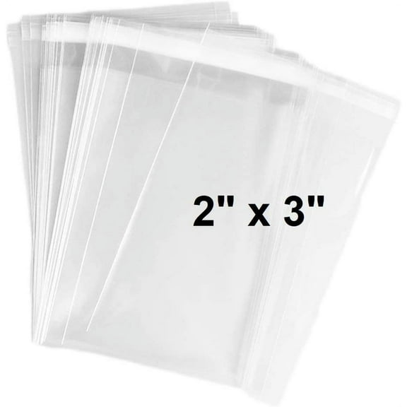 888 Display USA- 2" x 3" 100 Bags Crystal Clear Resealable Cello/Cellophane Bags for Treat, bakery, candle, soap, cookie Bags w/Adhesive Seal