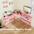 thumbnail image 6 of YRLLENSDAN L Shape Gaming Desk Table, 50 Inch Corner PC Gaming Desk with Monitor Stand, L-Shaped Computer Desk Table, Gamer Work Desk for Home Office, Pink, 6 of 9