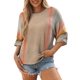 thumbnail image 1 of Suéteres Dokotoo para mujer 2025, primavera verano, casual, cuello redondo, manga acampanada, camisa a rayas en bloque de colores, ropa boho ligera, ropa boho, a la moda, suéteres, 1 of 6