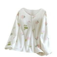 thumbnail image 2 of QLEICOM Bed Jackets for Women,Thermal Long Sleeve Women,Women's Print Flannel Robe with Plush Lining and Button Front for Cozy Winter Wear Long Sleeve Loungewear Offers Warmth for Indoor Relaxation, 2 of 3