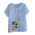 thumbnail image 4 of Fznquz Casual Plus Size Tops for Women 4th of July Short Sleeve Blouse Loose Button Independence Day 2025 Blue Shirts for Women, 4 of 4