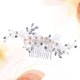 thumbnail image 5 of Peineta de boda hecha a mano con perlas y cristales, tocado de boda (plateado), 5 of 5