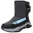 thumbnail image 2 of Boys Fleece Lined Mid Calf Snow Boots Toddler Kids Winter Warm Waterproof Platform Non Slip Cold Weather Shoes, 2 of 7