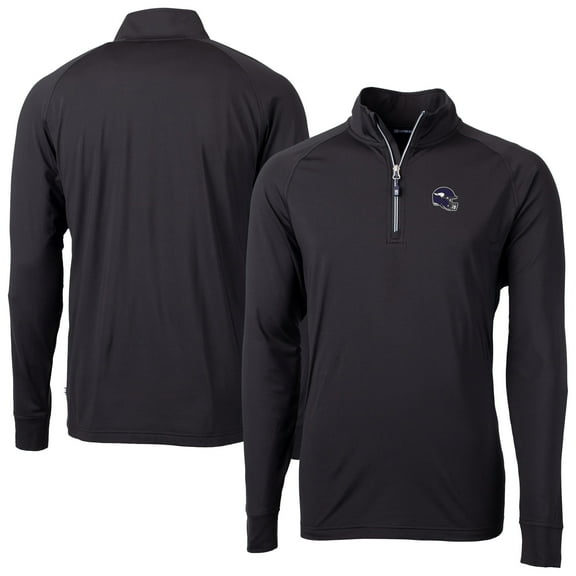Men's Cutter & Buck Black Minnesota Vikings Big & Tall Adapt Eco DryTec Raglan Quarter-Zip Jacket