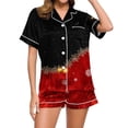 thumbnail image 5 of Enjoytime Christmas Sleepwear for Women Print Notch Collar Short Sleeve Shirts Shorts 2 Piece Loungewear Set Casual Button Down Pajamas, 5 of 7