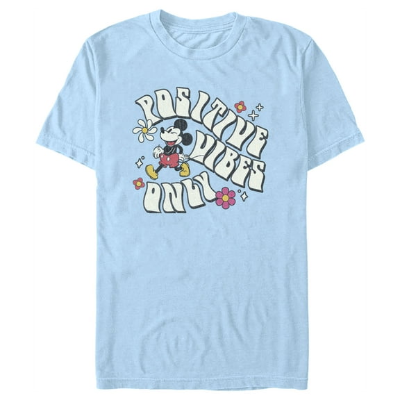 Men's Mickey & Friends Positive Vibes Only Graphic Tee Light Blue Small