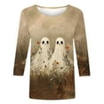 thumbnail image 4 of VKOYWKM 3/4 Sleeve Tops for Women Halloween Shirts Spooky Ghost Graphic T Shirts Funny Crew Neck Party Tunic Top Blouses, 4 of 5