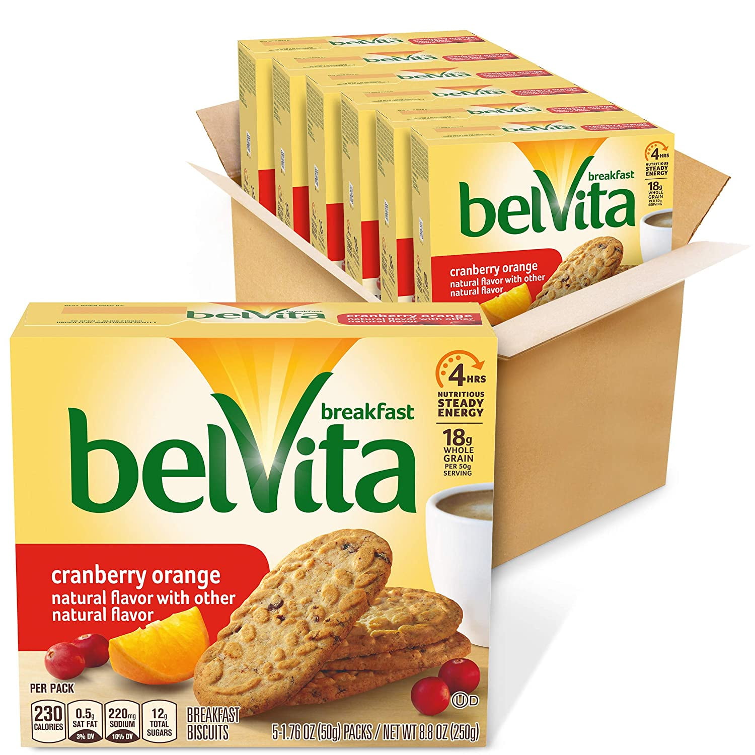 belVita Cranberry Orange Breakfast Biscuits, 6 Boxes of 5 Packs (4 ...