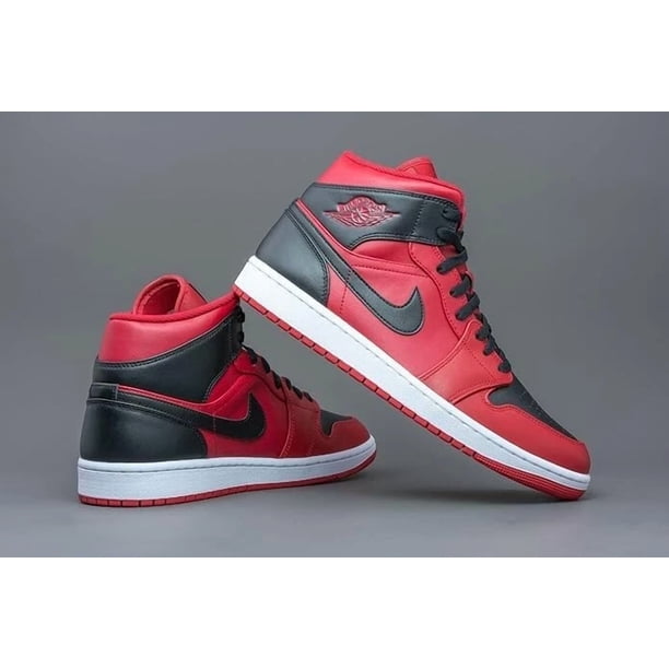 Ni - ke Air Jordan 1 Mid Shoes Reverse Bred Gym Red Black White 554724-660 M 10-12