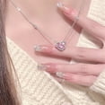 thumbnail image 7 of GHSOHS Necklaces for Women Cute Necklace Gold Choker Jewelry Pearl Strand Necklaces Pink Heart Cute Small Pendant Necklace Exquisite Love Heart Diamond Choker Necklace Clavicle Chain, 7 of 7