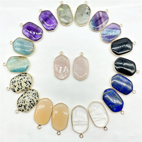 Natural Crystal Agate Edge-covered Rectangular Pendant