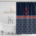 thumbnail image 2 of Polyester Fabric Navy Blue Morocco Shower Curtain, Red Ocean Nautical Anchor Stripe Waterproof Bathtub Curtain Bathroom Decor Set with Hooks 72 x 96 Inches, 2 of 6