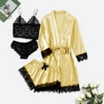 thumbnail image 2 of Gibobby Pijama algodón mujer Pijamas sexis de cuatro piezas para mujer, pantalones de pijama, conjunto de ropa de casa cómodo, se puede usar fuera de los pijamas(Amarillo,CH), 2 of 3