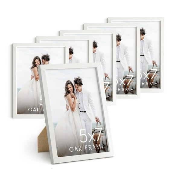 Haus And Hues Natural Wood Picture Frames 5X7 - Set Of 6 5X7 Picture Frames, Picture Frame Sets For Wall Collage, 5X7 Collage Picture Frames For Wall, 5X7 Frames Bulk, Wood Frames (White Oak Frames)