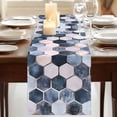 thumbnail image 3 of Navy Blue Grey 36 Inch Table Runner, Modern Abstract Art Geometric Farmhouse Dresser Scarf Cotton & Linen Tablerunner for Dining/Kitchen Island/Holiday Party Décor Small 13" x 36", 3 of 9