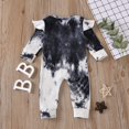 thumbnail image 3 of Diufon Infant Baby Girl Romper Newborn Ruffle Long Sleeve Button Bodysuit Tie Dye Printed Bow Tie Jumpsuit, 3 of 7