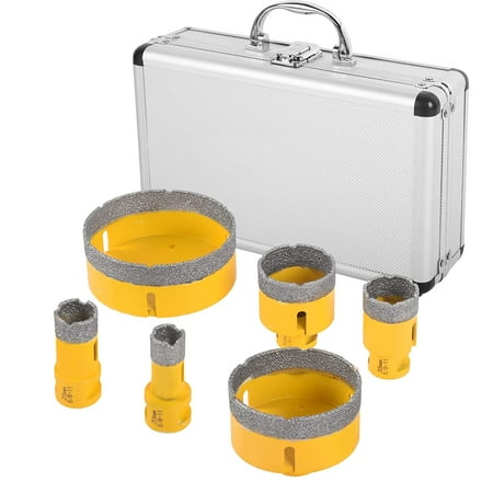 

6-Piece Diamond Hole Saw Kit Diamond Core Drill Bits Set Tile Hole Saw Kit Vacuum Brazed Core Drill Bits(20/25/35/50/75/100mm) for Glass Marble Granite Stone Porcelain Tile Ceramic Brick