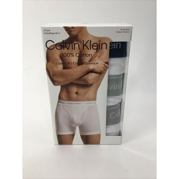 Calvin Klein NB4003-948 Men's Cotton Classic Fit Boxer Brief 3 Pack Size L LG42