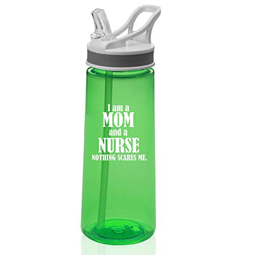 22 oz Sports Water Bottle With Straw Nurse Mom