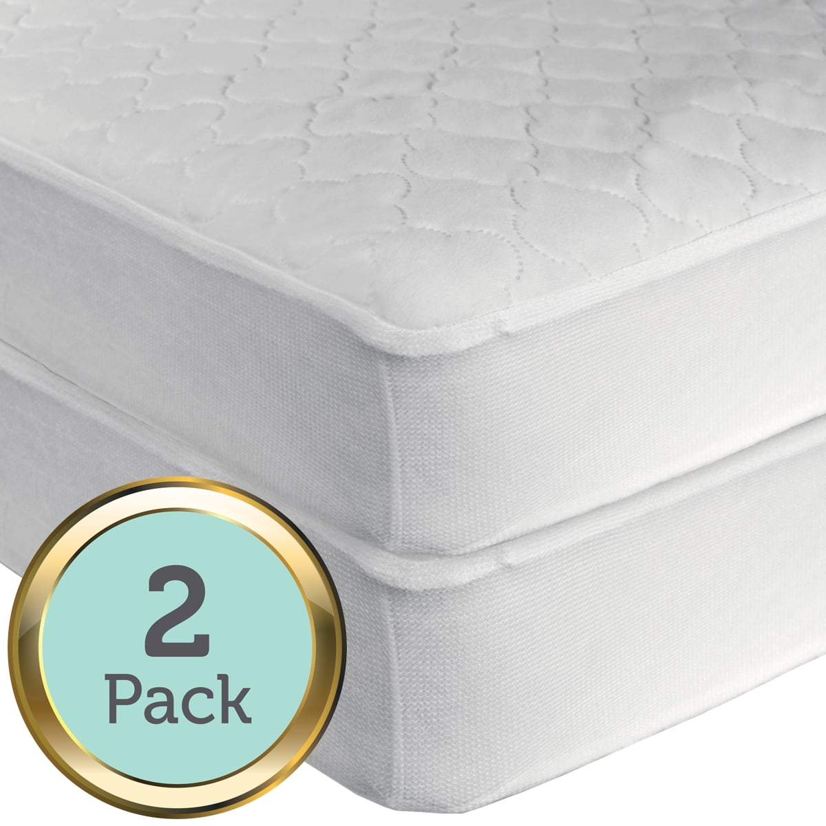 Sealy Waterproof Crib and Toddler Mattress Pads - 2 Count Value, Hypoallergenic, 52" L x 28" W