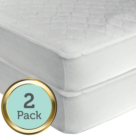 Sealy Waterproof Crib and Toddler Mattress Pads - 2 Count Value, Hypoallergenic, 52" L x 28" W