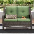 thumbnail image 4 of Meetleisure 1 piece 49'' Wide 2-Seat Outdoor Wicker Patio Sofa with Cushions,Green, 4 of 8