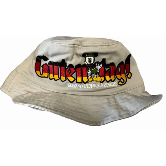 Disney Parks Epcot Guten Tag Bucket Hat Germany Mickey Mouse Beige