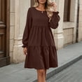 thumbnail image 5 of Tqcoqu Fall Dresses for Women 2026,Crew Neck Long Lantern Sleeve Casual Loose Flowy Swing Shift Dress, 5 of 6