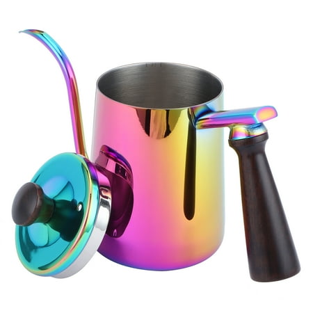 

Drip Kettle Anti-Scalding 700ML Large Capacity With Wooden Handle Coffee Pot Office For Home Kitchen Long - Colorful