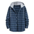 thumbnail image 2 of Njoeus Hoodies Plaid Shirt for Men Long Sleeve Casual Regular Fits Lightweight Button Up Hooded Shirts, 2 of 4