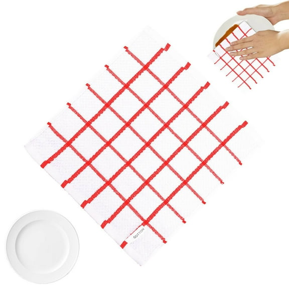 WUXIAB Scouring Pad Microfiber Cleaning Cloth,Cleaning Rags,Cleaning Towels,Microfiber Cleaning Cloths,Ultra Absorbent,Streak Free,Non-Abrasive,Reusable And Washable,Red 11 8In