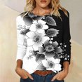 thumbnail image 2 of DDAPJ pyju Womens Tops 3/4 Sleeve Shirts Round Neck Loose Casual Blouses Floral Print Tshirts Multicolor XXL, 2 of 6