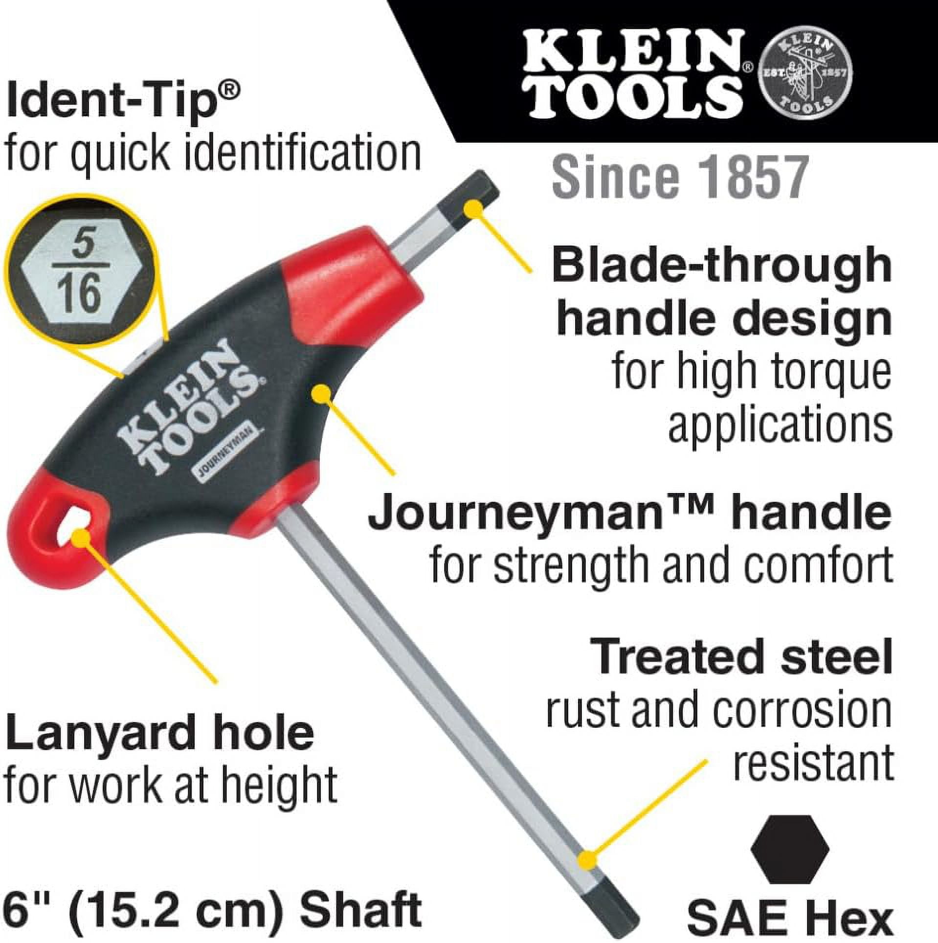 JTH610E T-Handle Hex Key Set, SAE Inch Sizes Allen Wrench Set with 6-Inch Blades, Stand Included, 10-Piece