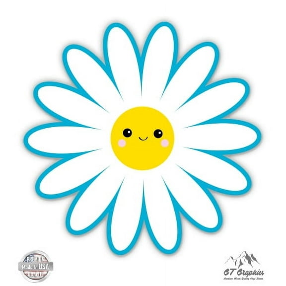 Smiley Daisy - 3" Vinyl Sticker - For Car Laptop I-Pad Phone Helmet Hard Hat - Waterproof Decal