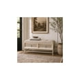 thumbnail image 3 of DecMode Linen Fabric Upholstered 2 Drawer Storage Bench with Tufted Seat and Ring Handles, Beige, 3 of 13