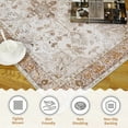 thumbnail image 6 of FairOnly 9'x12'Machine Washable Vitange Floral Low Pile Area Rug for Bedroom Kitchen Non Slip Foldable Ultra Soft Indoor Carpet for Living Room Laundry Dinning Room,Beige Orange, 6 of 7