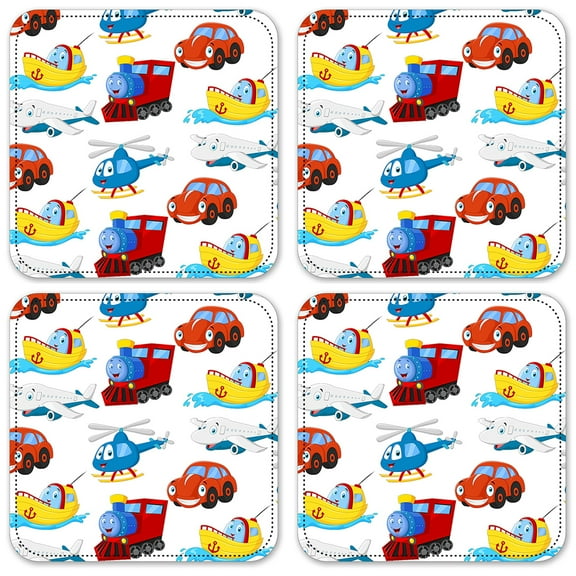 Vinyl Drink Coasters - Set of 4 - Cute Transportation