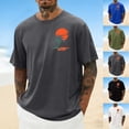 thumbnail image 6 of Kalauyu Round Neck Graphic Tees for Men Summer Short Sleeve T-Shirt Basis Tops Shirt Men's Crewneck Summer Beach Hawaiian Shirts, 6 of 6