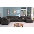 thumbnail image 5 of Celine Gray Chenille Fabric Sectional Rt-Facing Chaise Cupholders Charging Ports, 5 of 13