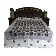 Mogul Boho Bedspread Indian Bedding Floral Print Cotton Tapestry