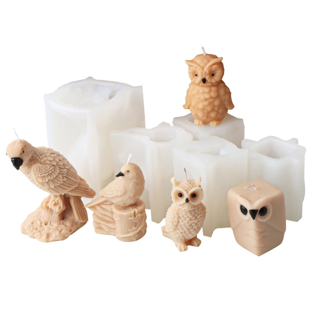 Geemin Standing Owl Silicone Mould Parrot Candle Molds Plaster Molds Ornament Molds